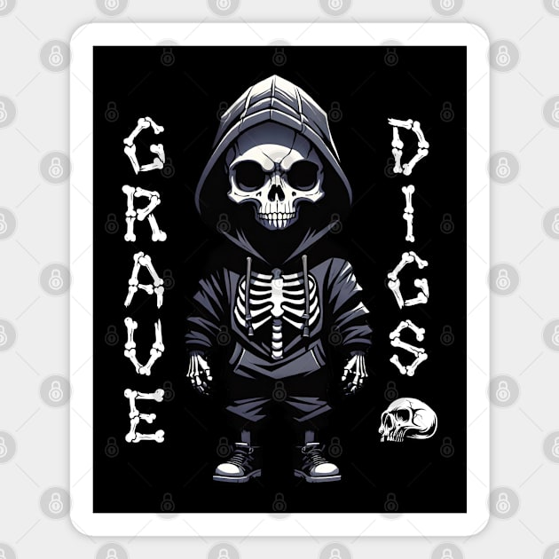 Grave Digs Skeleton Hoodie Magnet by Grave Digs